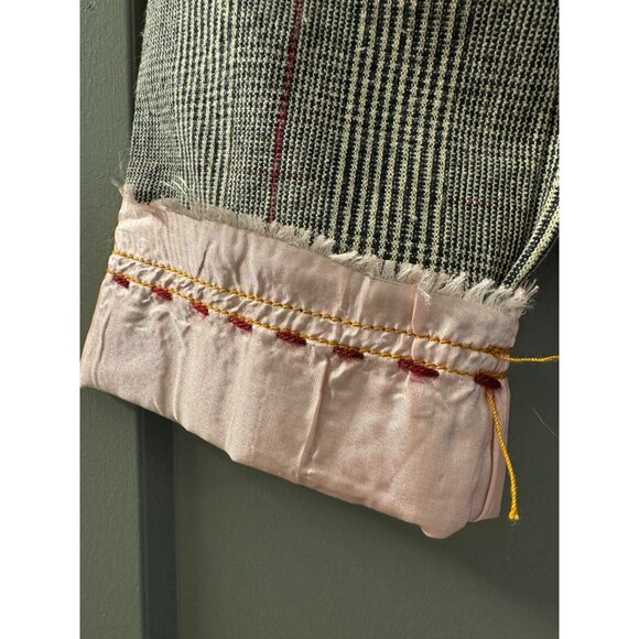 Handmade Striped Blazer Jacket With Red Tree Embroidery & Pink Silk Lining For - Picture 10 of 12